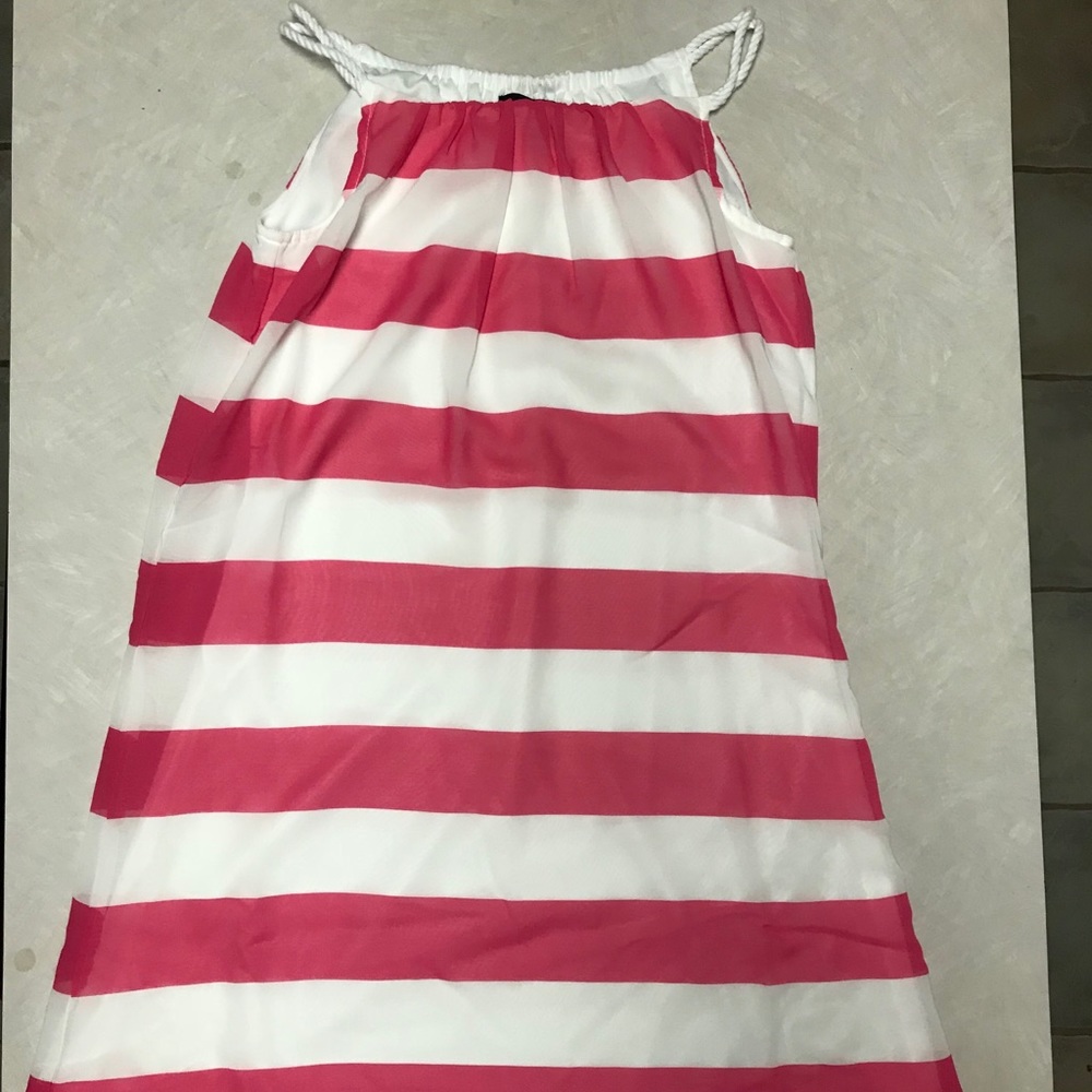 Kids pink and white striped dress